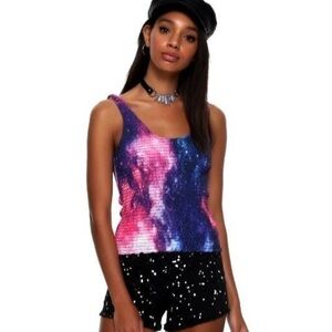 Hot Topic Galaxy Smocked Tank Top